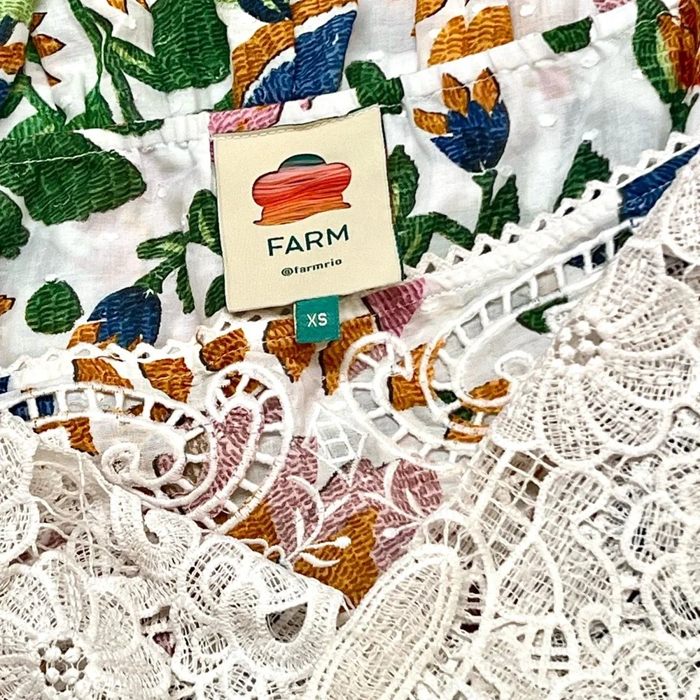 🌺🎉HP🎉🌺 NWOT Farm Rio Summer Garden Lace Midi Dress - Picture 16 of 16